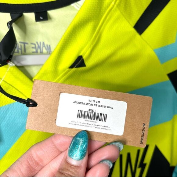 Specialized Jersey Women’s Large Andorra Sport Neon V-Neck Trail Cycling NWT - Picture 5 of 7